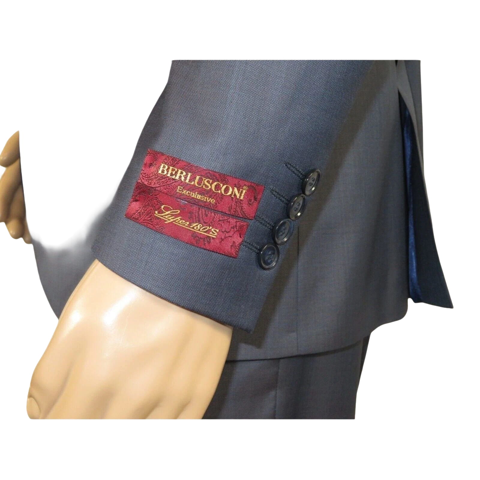 Men Suit BERLUSCONI Turkey 100% Italian Wool Super 180's 3pc Vested #Ber11 Blue - J.Valintin Men's Wear Legend - 98545