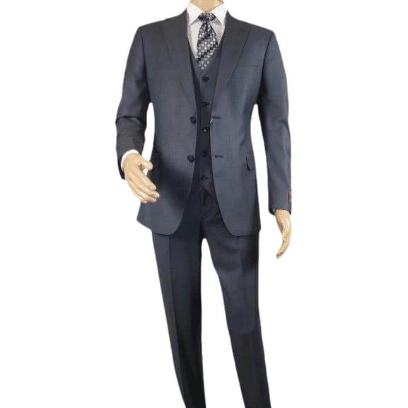 Men Suit BERLUSCONI Turkey 100% Italian Wool Super 180's 3pc Vested #Ber11 Blue - J.Valintin Men's Wear Legend - 98545