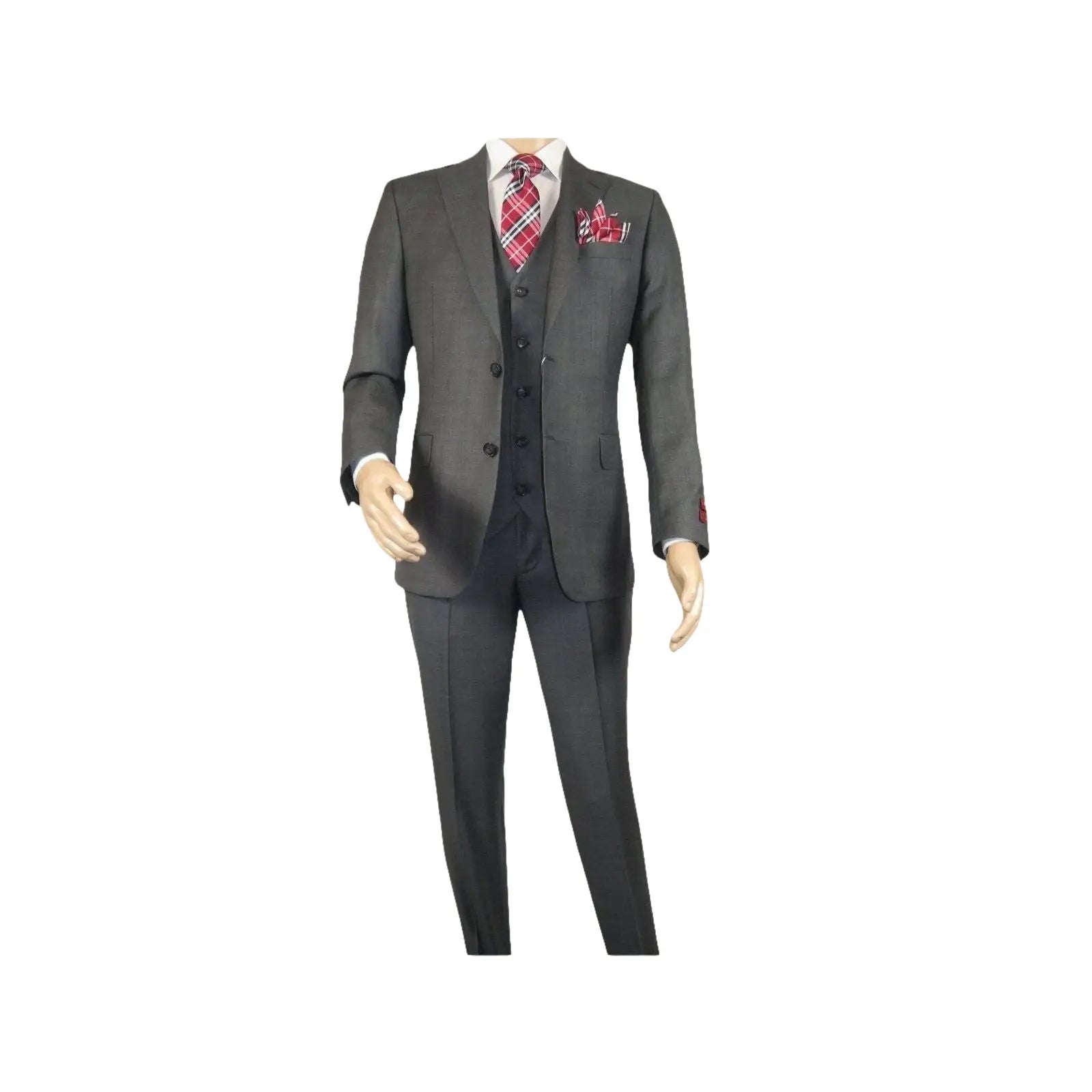 Men Suit BERLUSCONI Turkey 100% Italian Wool Super 180's 3pc Vested #Ber12 Gray - J.Valintin Men's Wear Legend - 98552