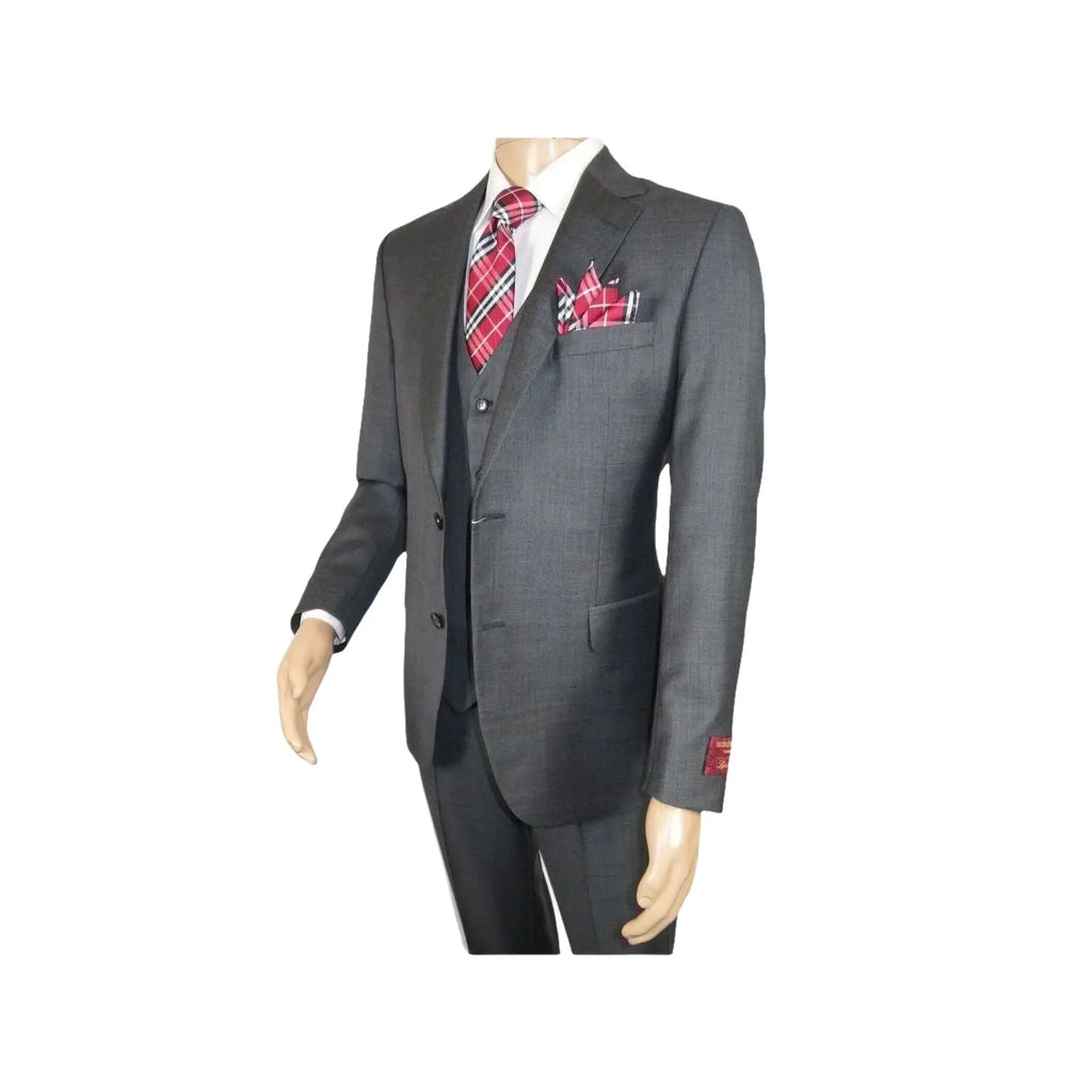 Men Suit BERLUSCONI Turkey 100% Italian Wool Super 180's 3pc Vested #Ber12 Gray - J.Valintin Men's Wear Legend - 98552