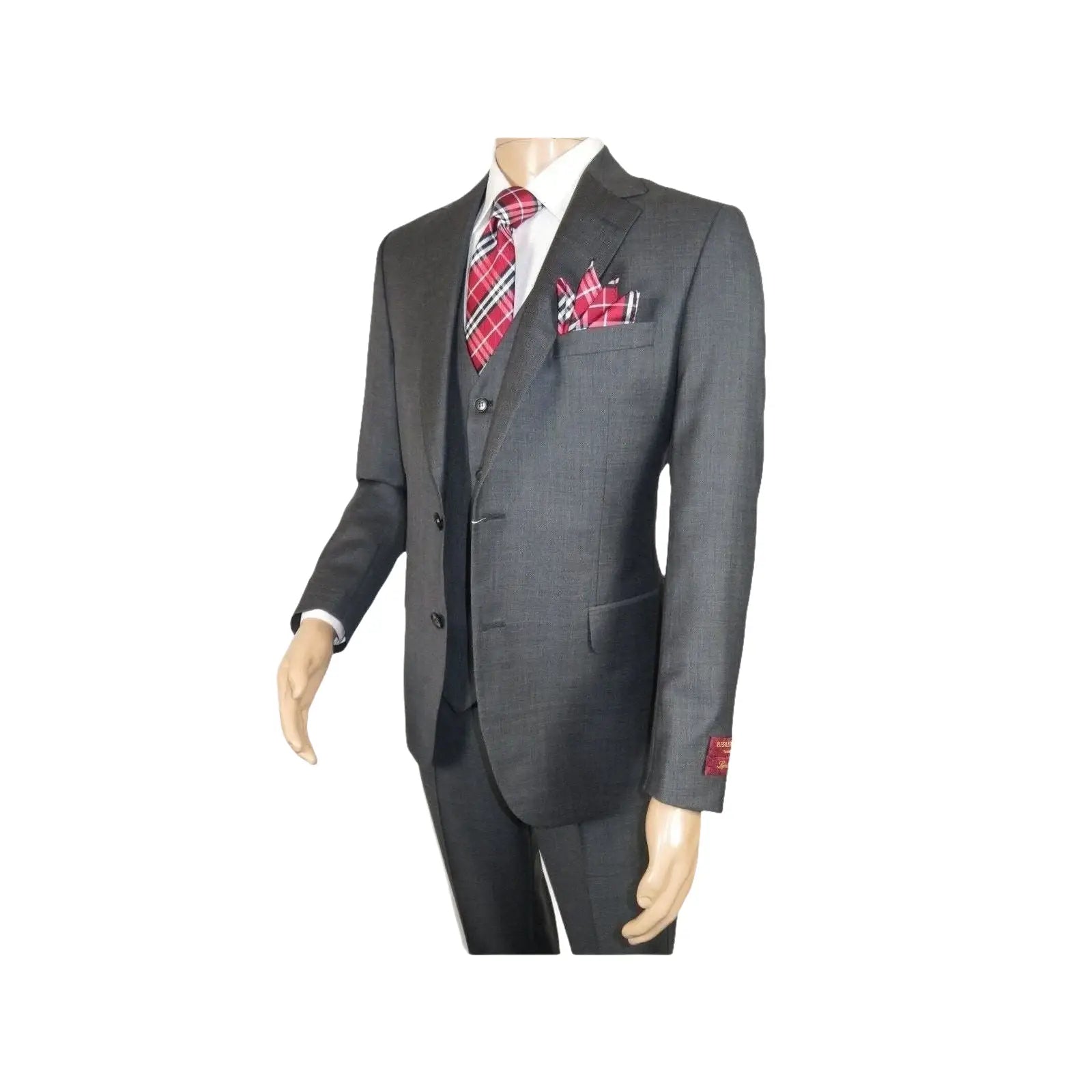 Men Suit BERLUSCONI Turkey 100% Italian Wool Super 180's 3pc Vested #Ber12 Gray - J.Valintin Men's Wear Legend - 98552