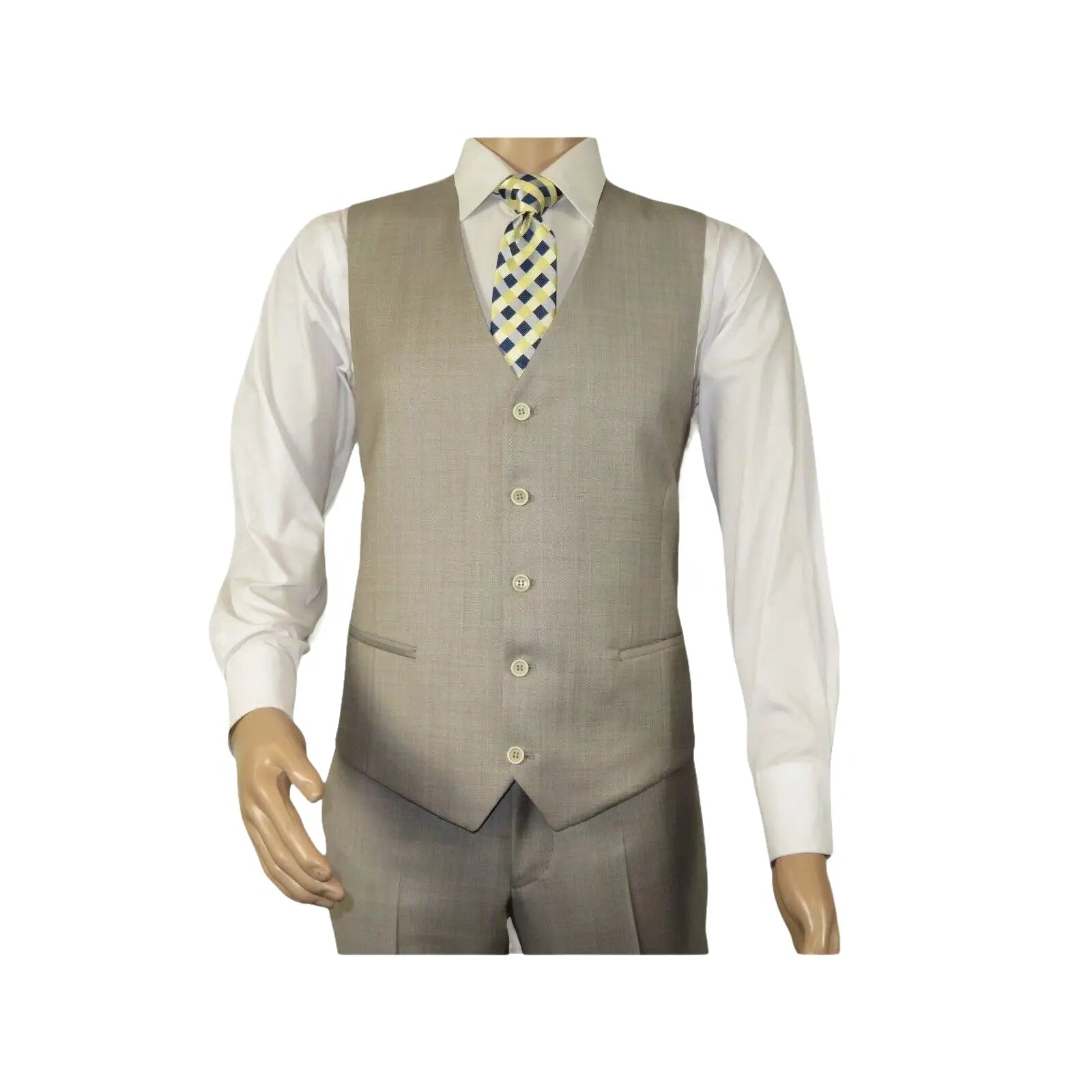 Men Suit BERLUSCONI Turkey 100% Italian Wool Super 180's 3pc Vested #Ber13 Beige - J.Valintin Men's Wear Legend - 98559