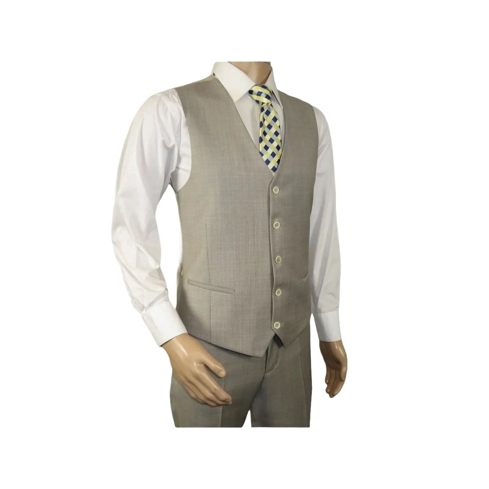 Men Suit BERLUSCONI Turkey 100% Italian Wool Super 180's 3pc Vested #Ber13 Beige - J.Valintin Men's Wear Legend - 98559