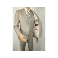 Men Suit BERLUSCONI Turkey 100% Italian Wool Super 180's 3pc Vested #Ber13 Beige - J.Valintin Men's Wear Legend - 98559