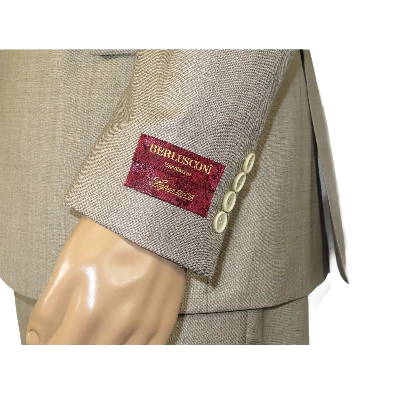 Men Suit BERLUSCONI Turkey 100% Italian Wool Super 180's 3pc Vested #Ber13 Beige - J.Valintin Men's Wear Legend - 98559
