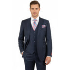 Men Suit BERLUSCONI Turkey 100% Italian Wool Super 180's 3pc Vested #Ber14 Navy - J.Valintin Men's Wear Legend - 98566