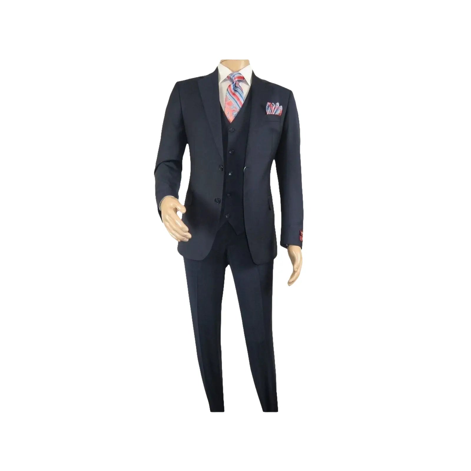 Men Suit BERLUSCONI Turkey 100% Italian Wool Super 180's 3pc Vested #Ber14 Navy - J.Valintin Men's Wear Legend - 98566