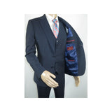 Men Suit BERLUSCONI Turkey 100% Italian Wool Super 180's 3pc Vested #Ber14 Navy - J.Valintin Men's Wear Legend - 98566