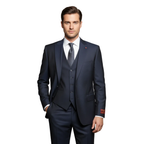 Men Suit BERLUSCONI Turkey 100% Italian Wool Super 180's 3pc Vested #Ber14 Navy