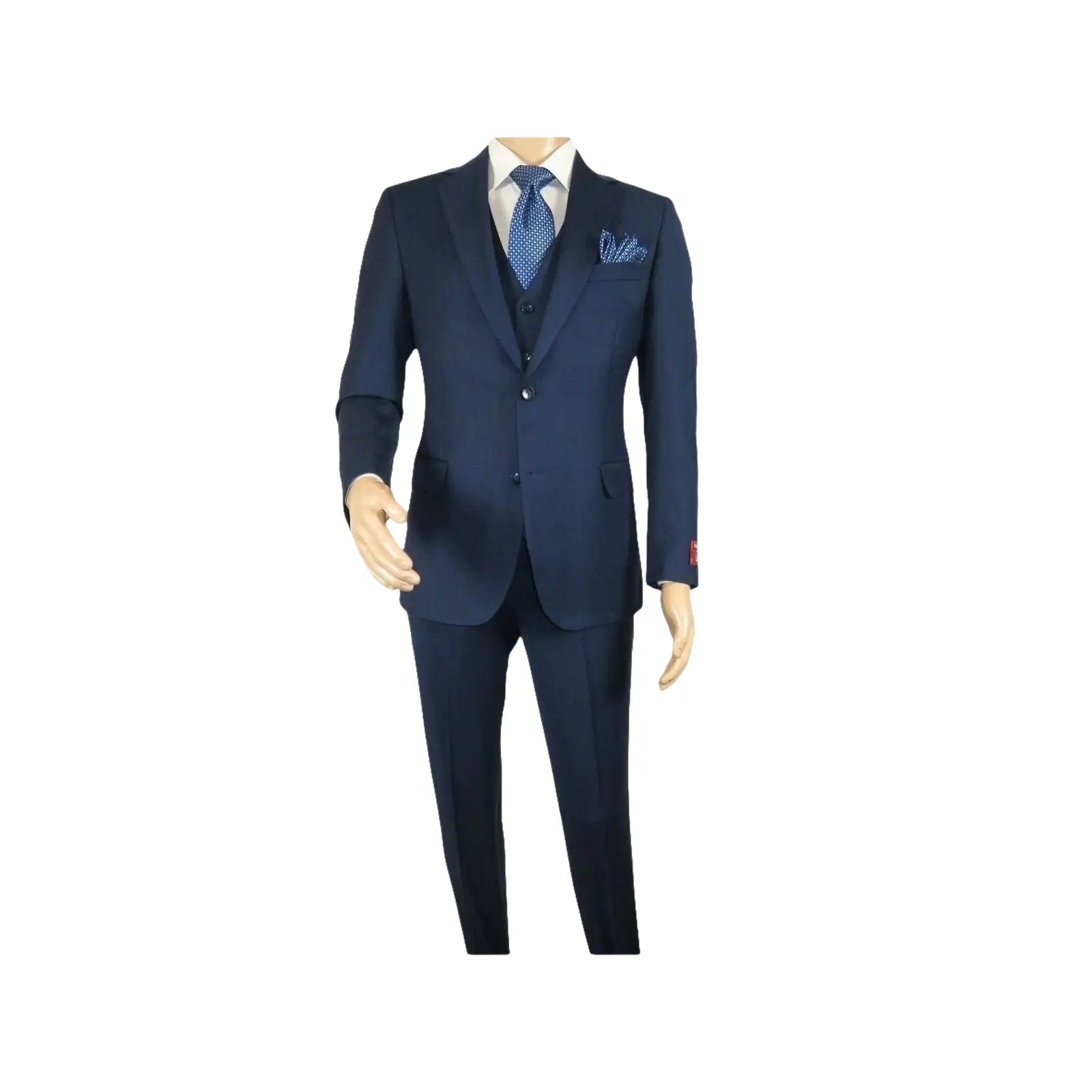Men Suit BERLUSCONI Turkey 100% Italian Wool Super 180's 3pc Vested #Ber16 Navy - J.Valintin Men's Wear Legend - 98580