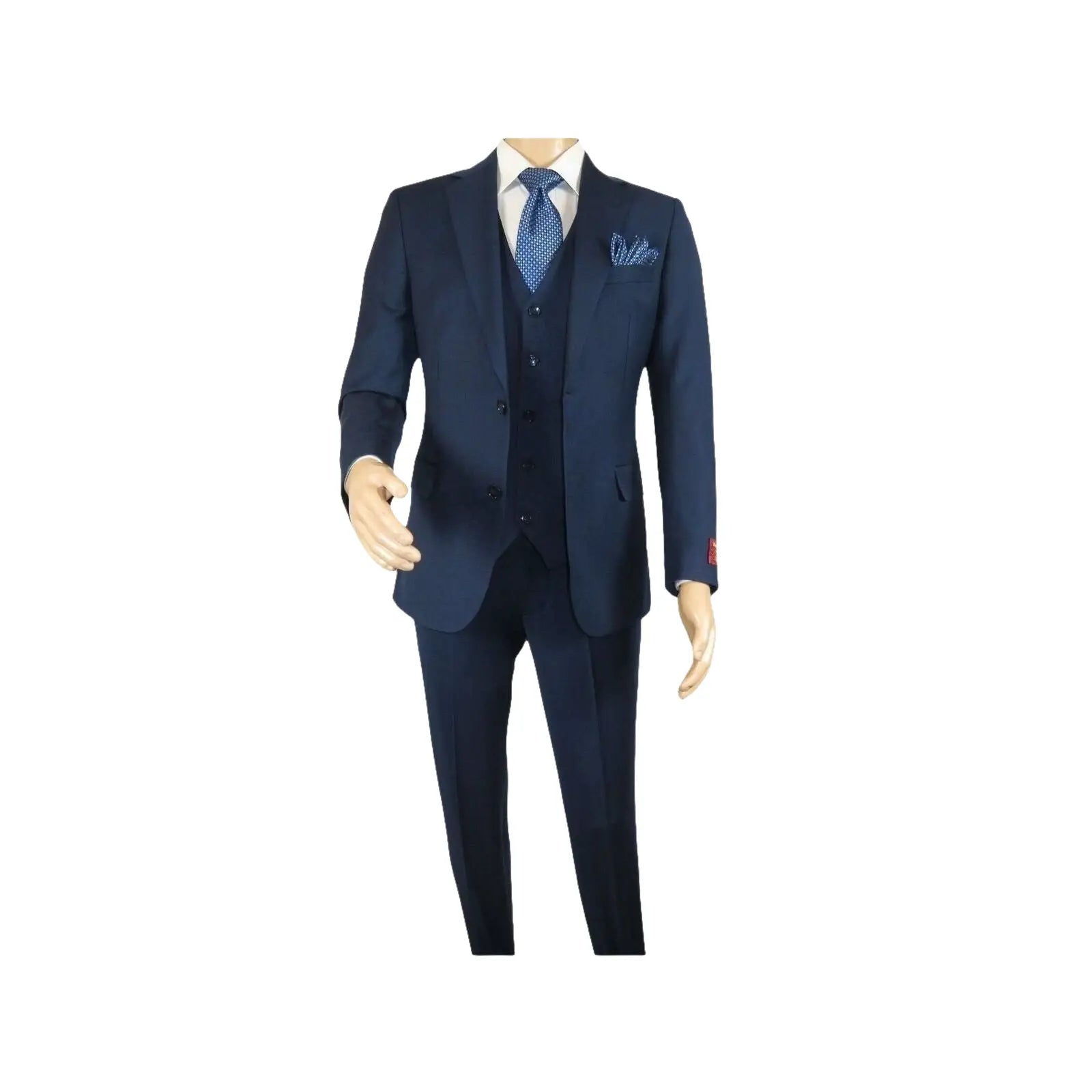 Men Suit BERLUSCONI Turkey 100% Italian Wool Super 180's 3pc Vested #Ber16 Navy - J.Valintin Men's Wear Legend - 98580