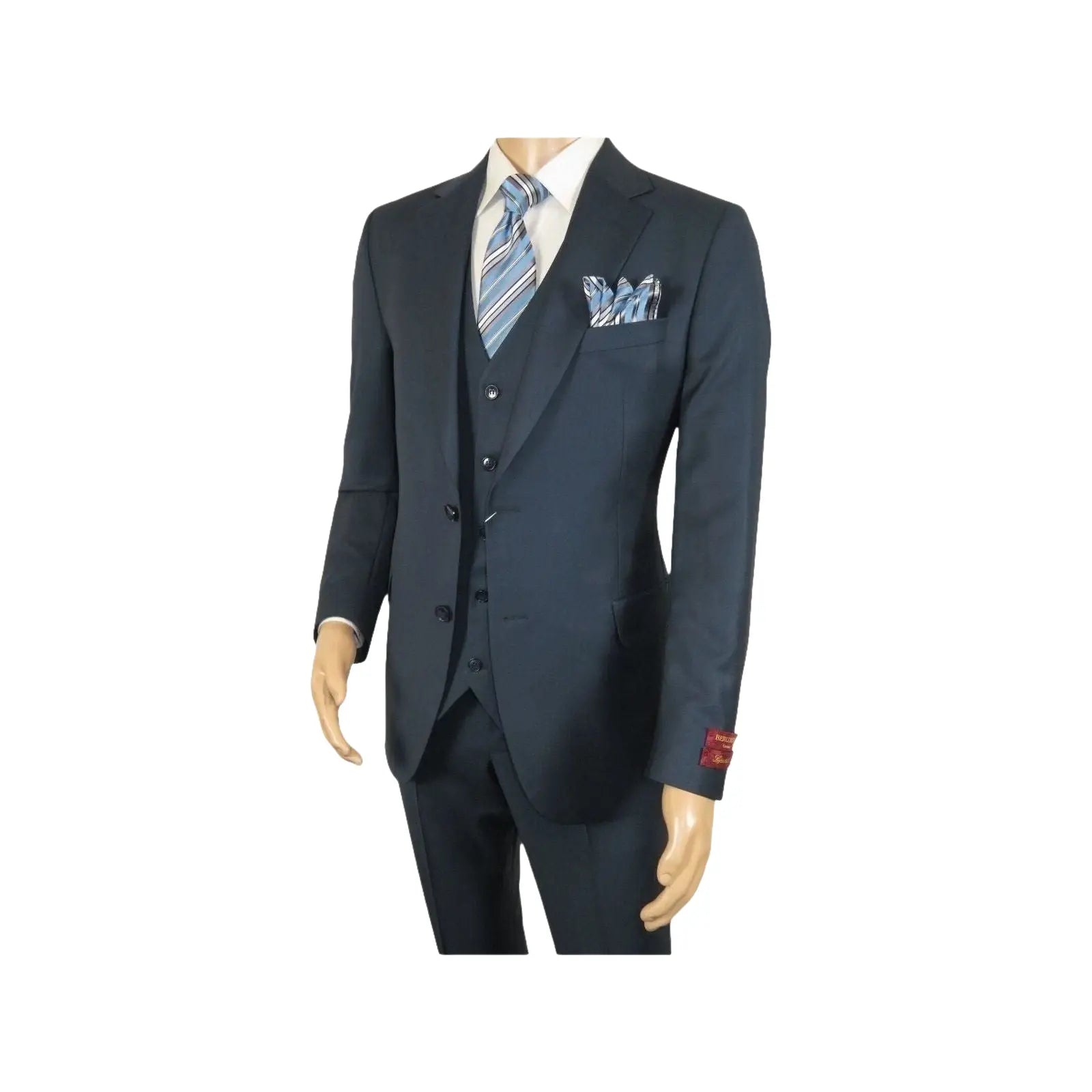 Men Suit BERLUSCONI Turkey 100% Italian Wool Super 180's 3pc Vested #Ber18 Blue - J.Valintin Men's Wear Legend - 98594