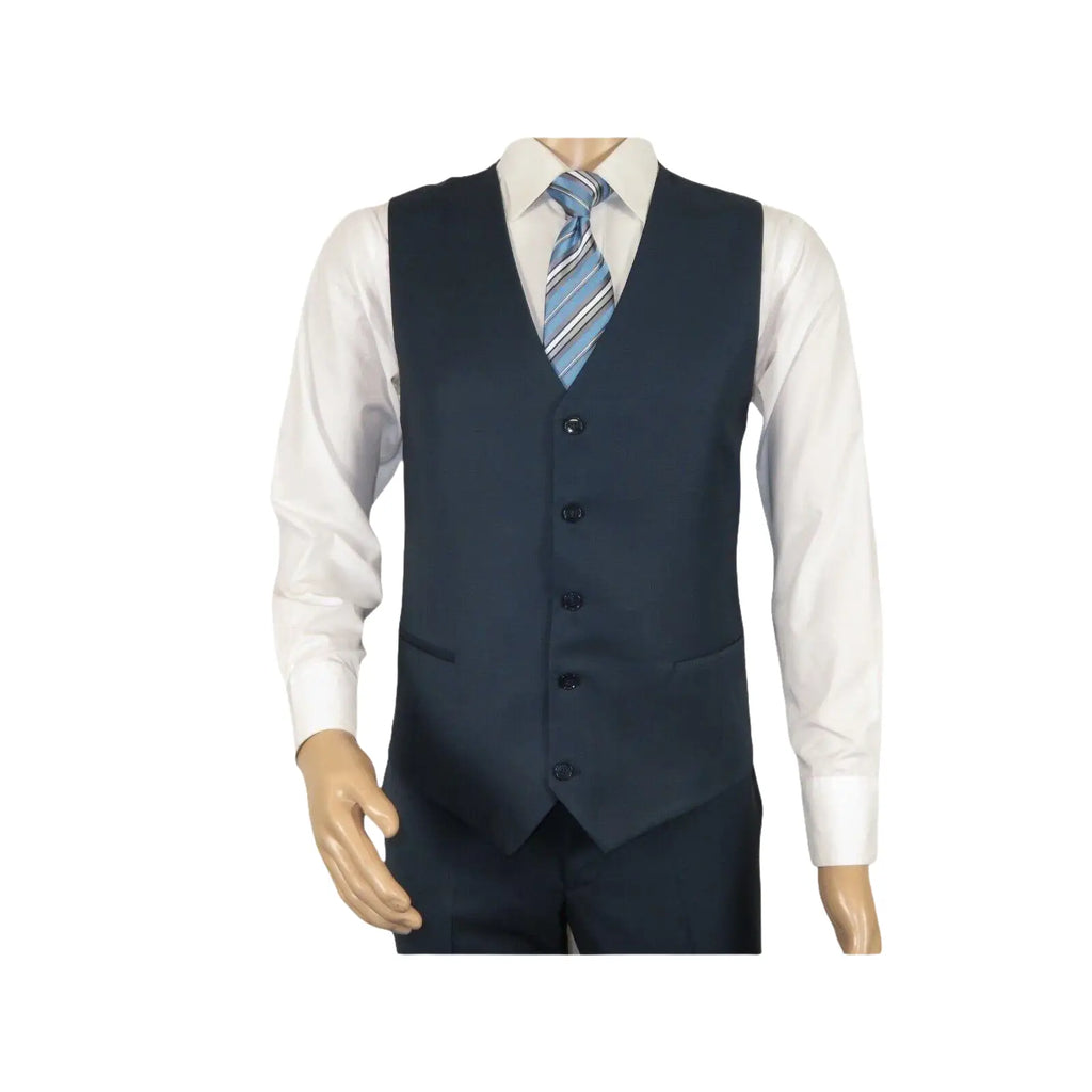 Men Suit BERLUSCONI Turkey 100% Italian Wool Super 180's 3pc Vested #Ber18 Blue - J.Valintin Men's Wear Legend - 98594
