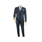 Men Suit BERLUSCONI Turkey 100% Italian Wool Super 180's 3pc Vested #Ber18 Blue - J.Valintin Men's Wear Legend - 98594