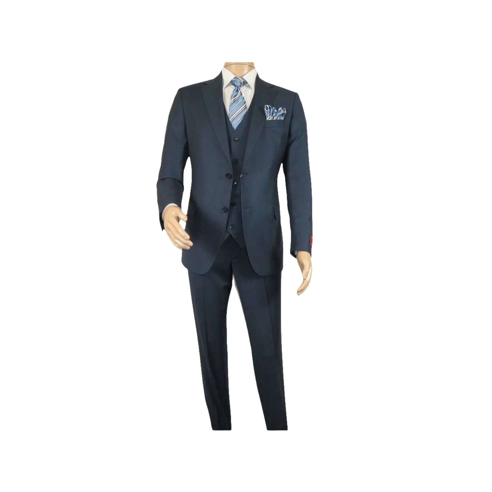 Men Suit BERLUSCONI Turkey 100% Italian Wool Super 180's 3pc Vested #Ber18 Blue - J.Valintin Men's Wear Legend - 98594