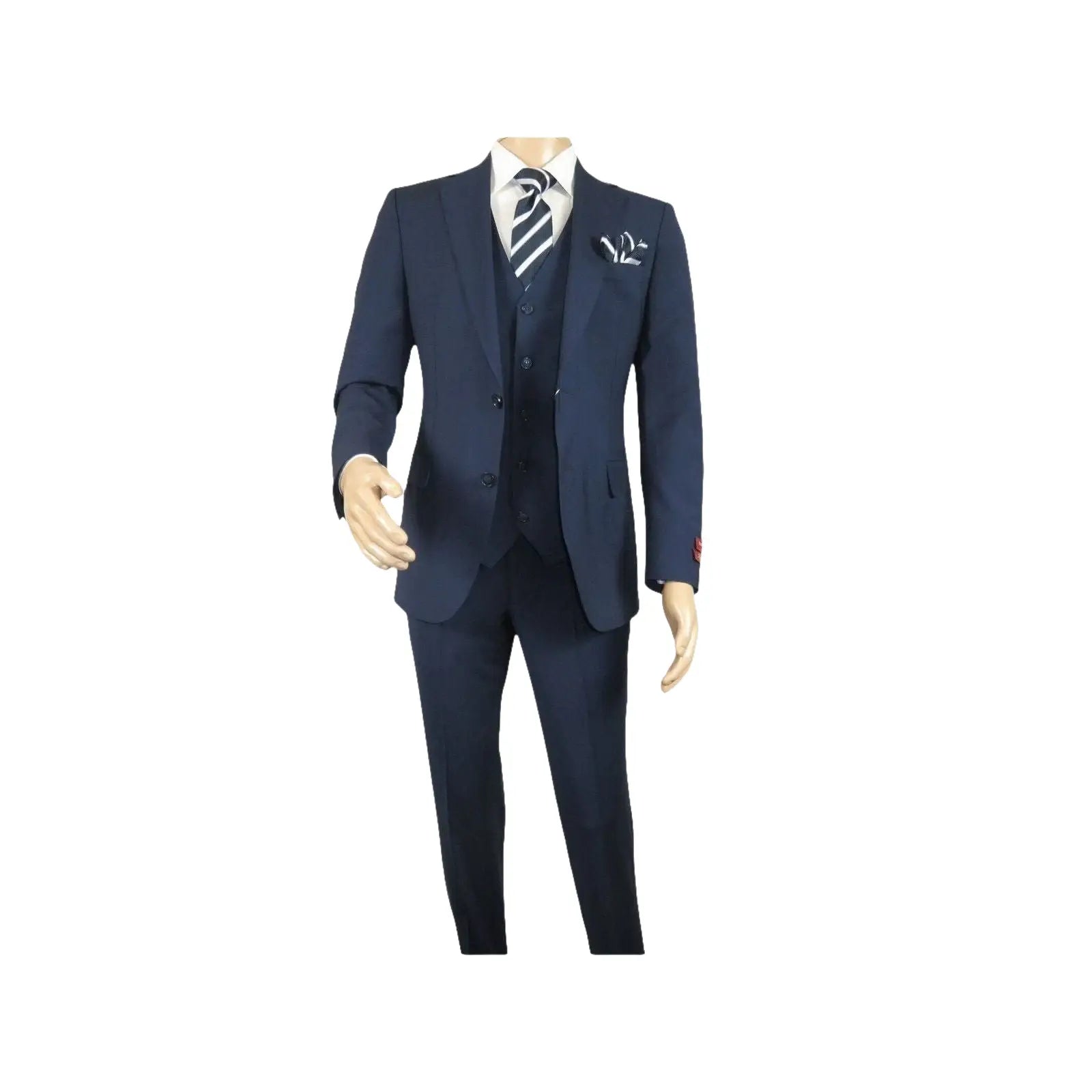 Men Suit BERLUSCONI Turkey 100% Italian Wool Super 180's 3pc Vested #Ber20 Navy - J.Valintin Men's Wear Legend - 98608