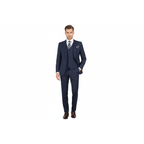 Men Suit BERLUSCONI Turkey 100% Italian Wool Super 180's 3pc Vested #Ber20 Navy