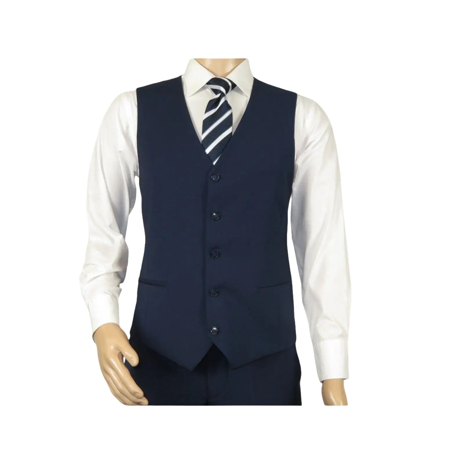 Men Suit BERLUSCONI Turkey 100% Italian Wool Super 180's 3pc Vested #Ber20 Navy - J.Valintin Men's Wear Legend - 98608
