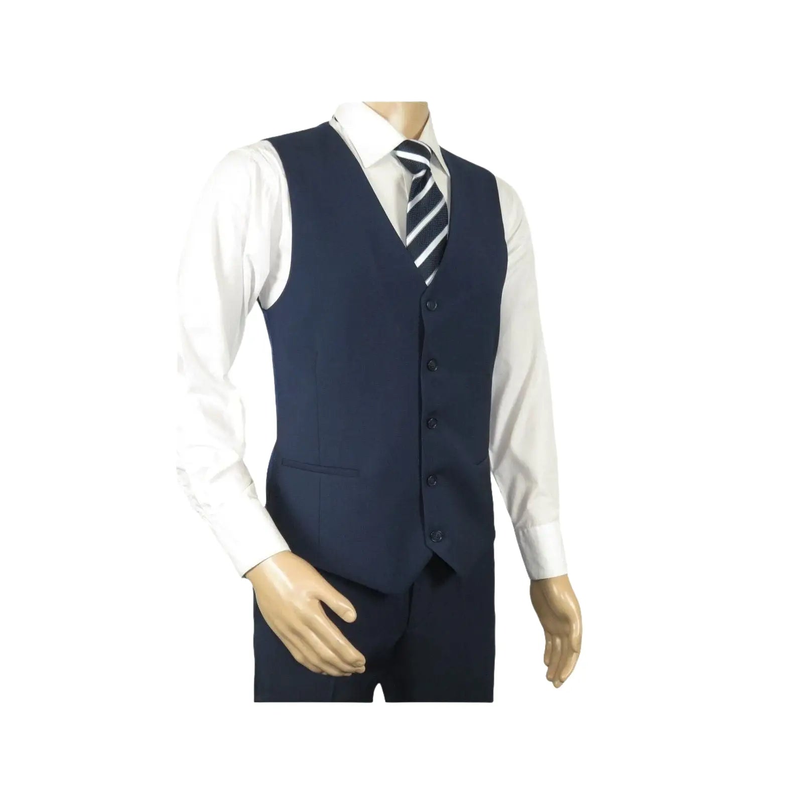 Men Suit BERLUSCONI Turkey 100% Italian Wool Super 180's 3pc Vested #Ber20 Navy - J.Valintin Men's Wear Legend - 98608