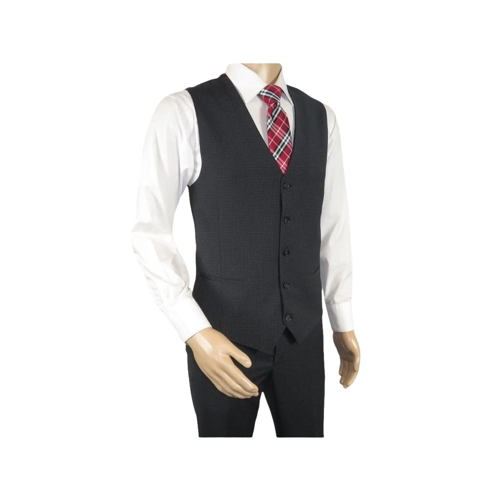 Men Suit BERLUSCONI Turkey 100% Italian Wool Super 180's 3pc Vested #Ber21 Black - J.Valintin Men's Wear Legend - 98615