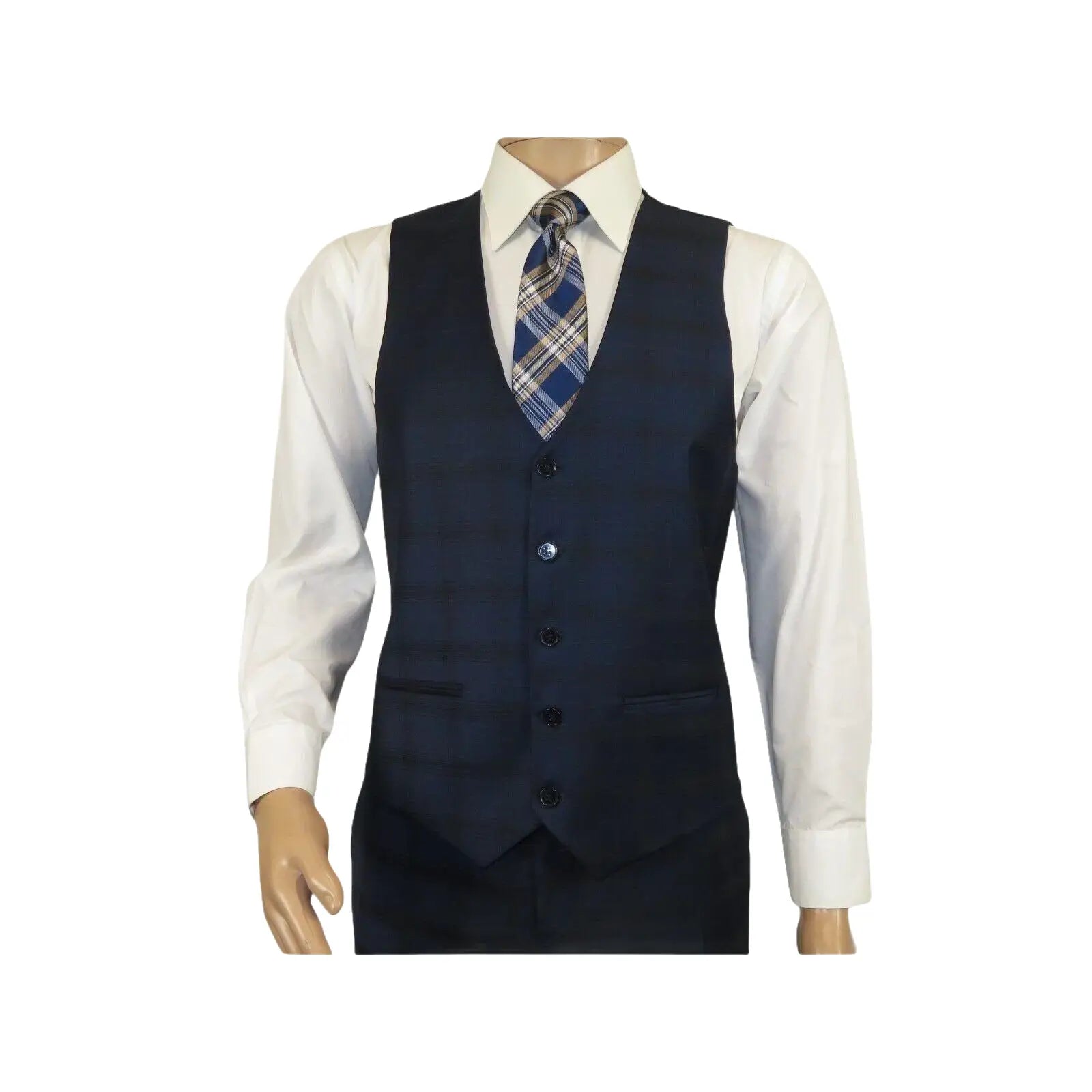 Men Suit BERLUSCONI Turkey 100% Italian Wool Super 180's 3pc Vested #Ber24 Navy - J.Valintin Men's Wear Legend - 99852