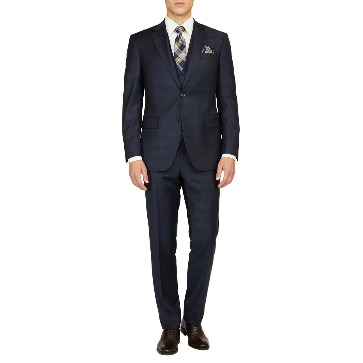 Men Suit BERLUSCONI Turkey 100% Italian Wool Super 180's 3pc Vested #Ber24 Navy