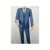 Men Suit BERLUSCONI Turkey 100% Italian Wool Super 180's 3pc Vested #Ber25 Blue - J.Valintin Men's Wear Legend - 99859