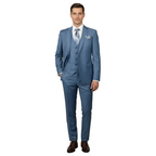 Men Suit BERLUSCONI Turkey 100% Italian Wool Super 180's 3pc Vested #Ber25 Blue