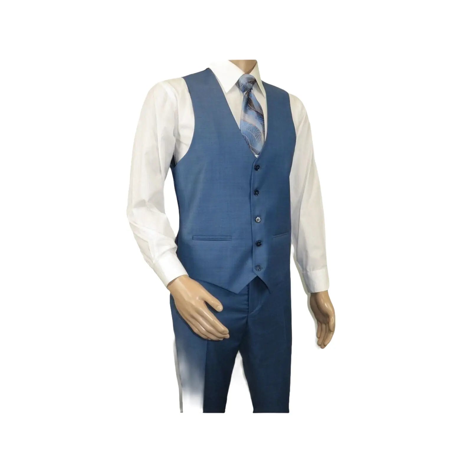 Men Suit BERLUSCONI Turkey 100% Italian Wool Super 180's 3pc Vested #Ber25 Blue - J.Valintin Men's Wear Legend - 99859