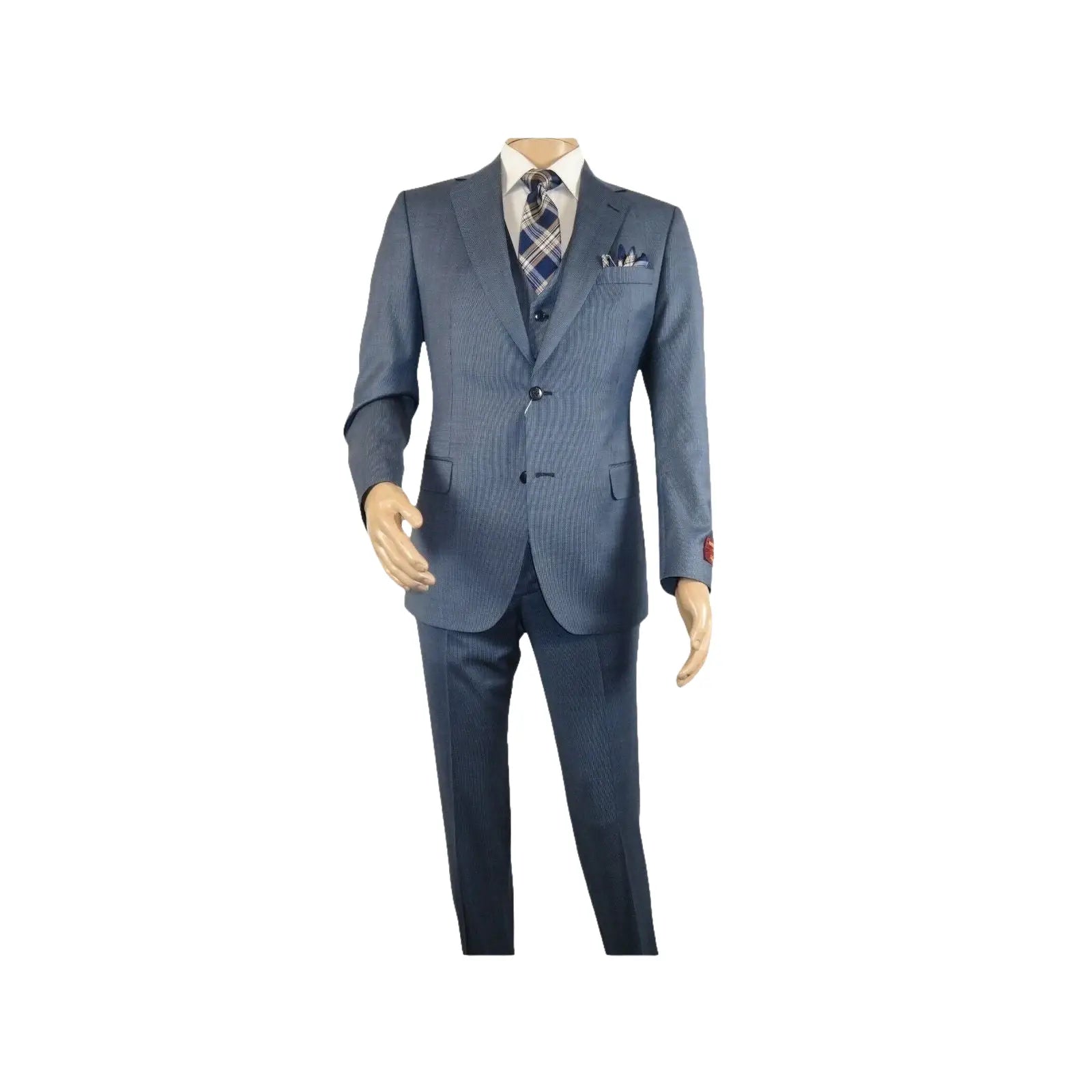 Men Suit BERLUSCONI Turkey 100% Italian Wool Super 180's 3pc Vested #Ber4 Navy - J.Valintin Men's Wear Legend - 98496