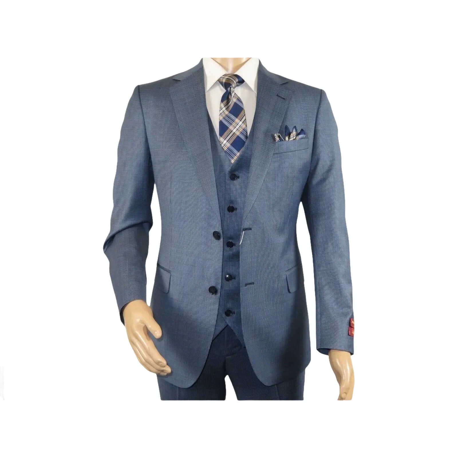 Men Suit BERLUSCONI Turkey 100% Italian Wool Super 180's 3pc Vested #Ber4 Navy - J.Valintin Men's Wear Legend - 98496