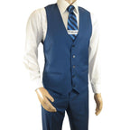 Men Suit BERLUSCONI Turkey 100% Italian Wool Super 180's 3pc Vested #Ber40 Blue - J.Valintin Men's Wear Legend - 99838