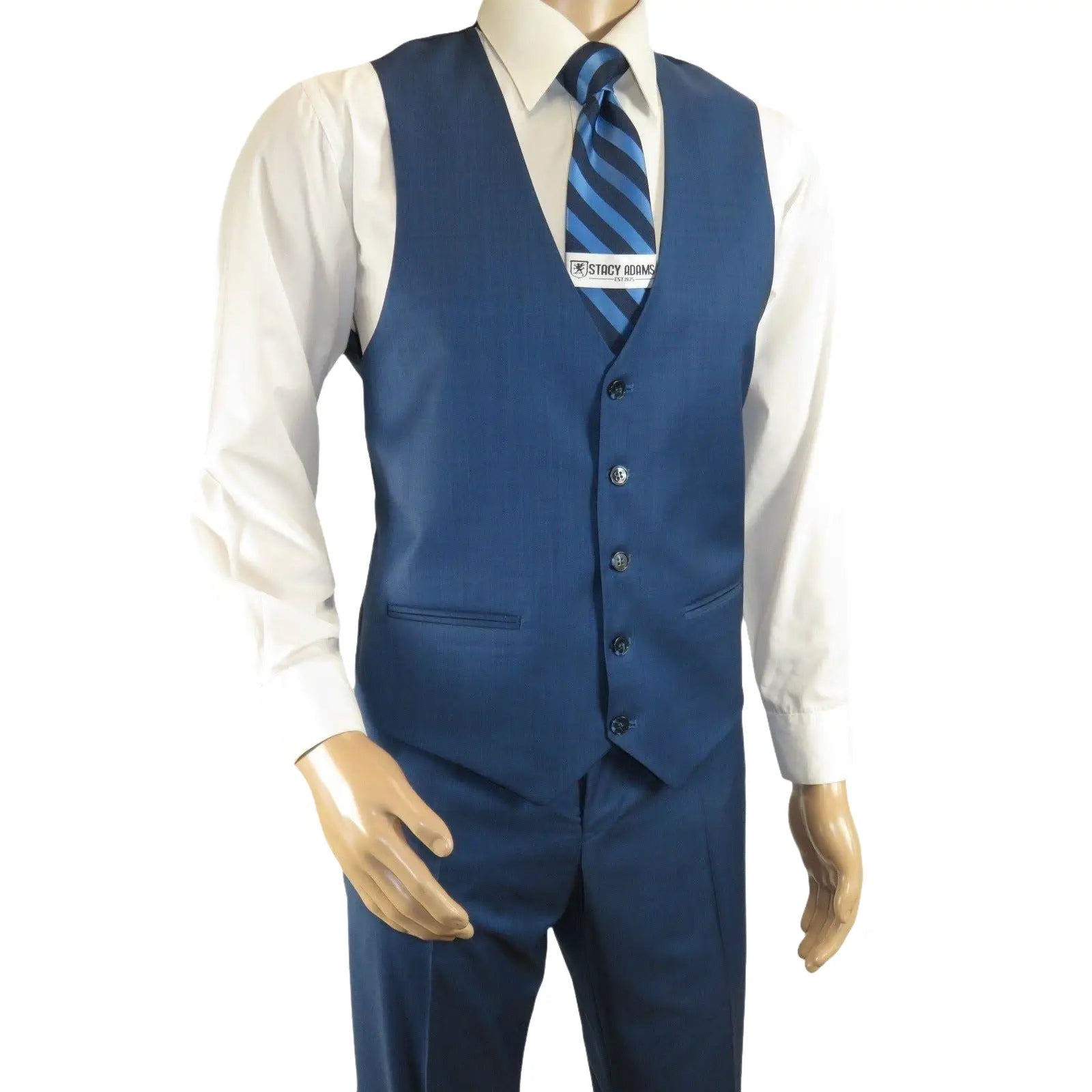Men Suit BERLUSCONI Turkey 100% Italian Wool Super 180's 3pc Vested #Ber40 Blue - J.Valintin Men's Wear Legend - 99838
