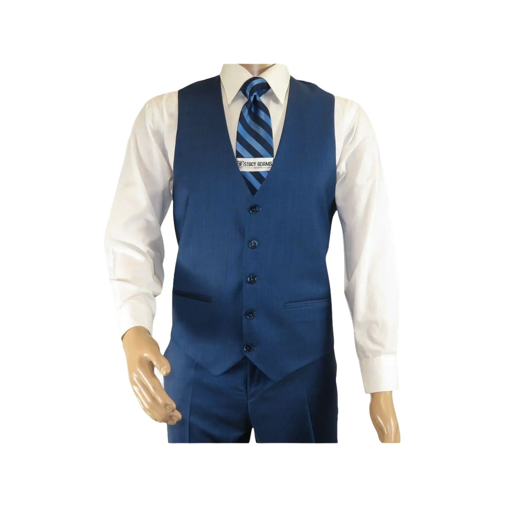Men Suit BERLUSCONI Turkey 100% Italian Wool Super 180's 3pc Vested #Ber40 Blue - J.Valintin Men's Wear Legend - 99838