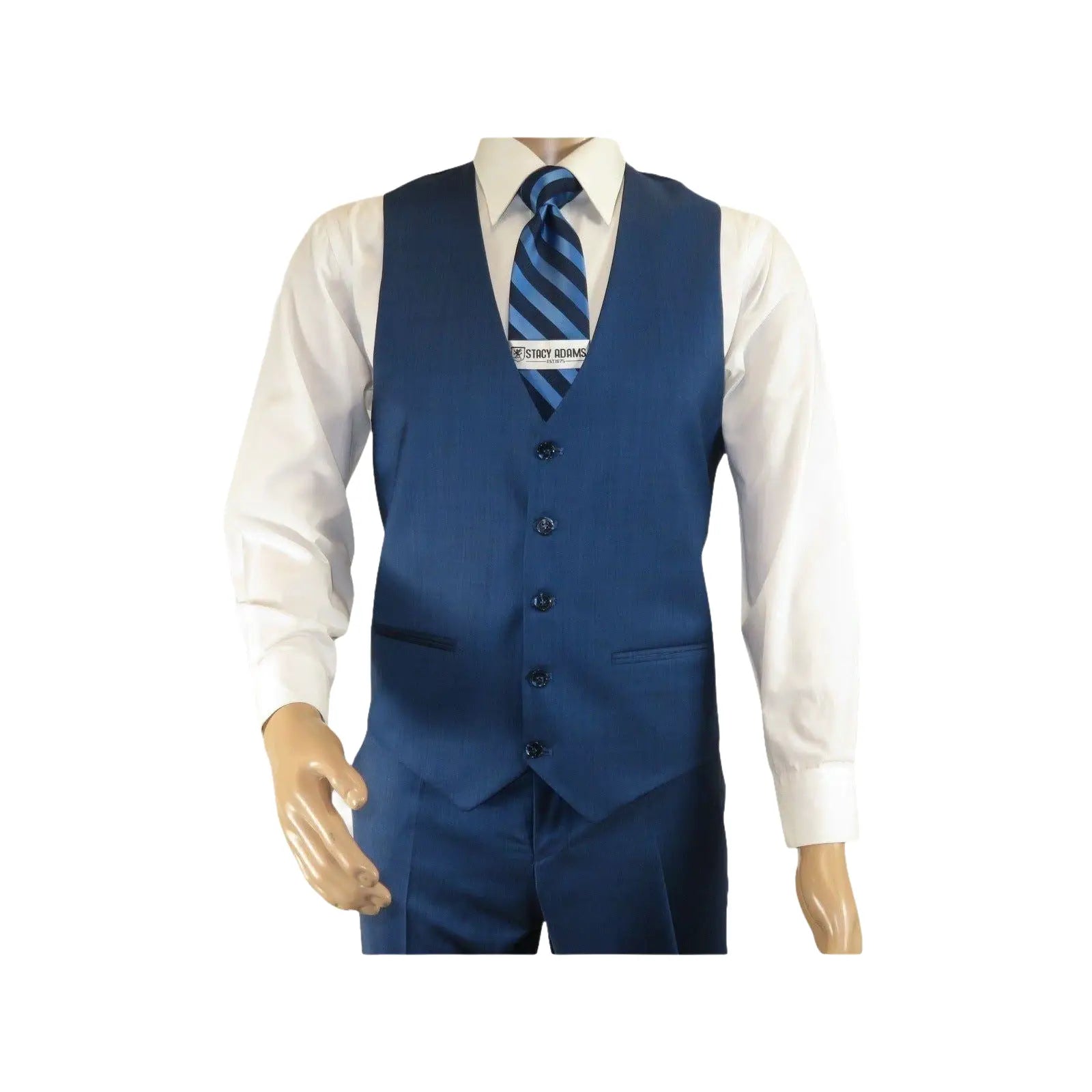 Men Suit BERLUSCONI Turkey 100% Italian Wool Super 180's 3pc Vested #Ber40 Blue - J.Valintin Men's Wear Legend - 99838