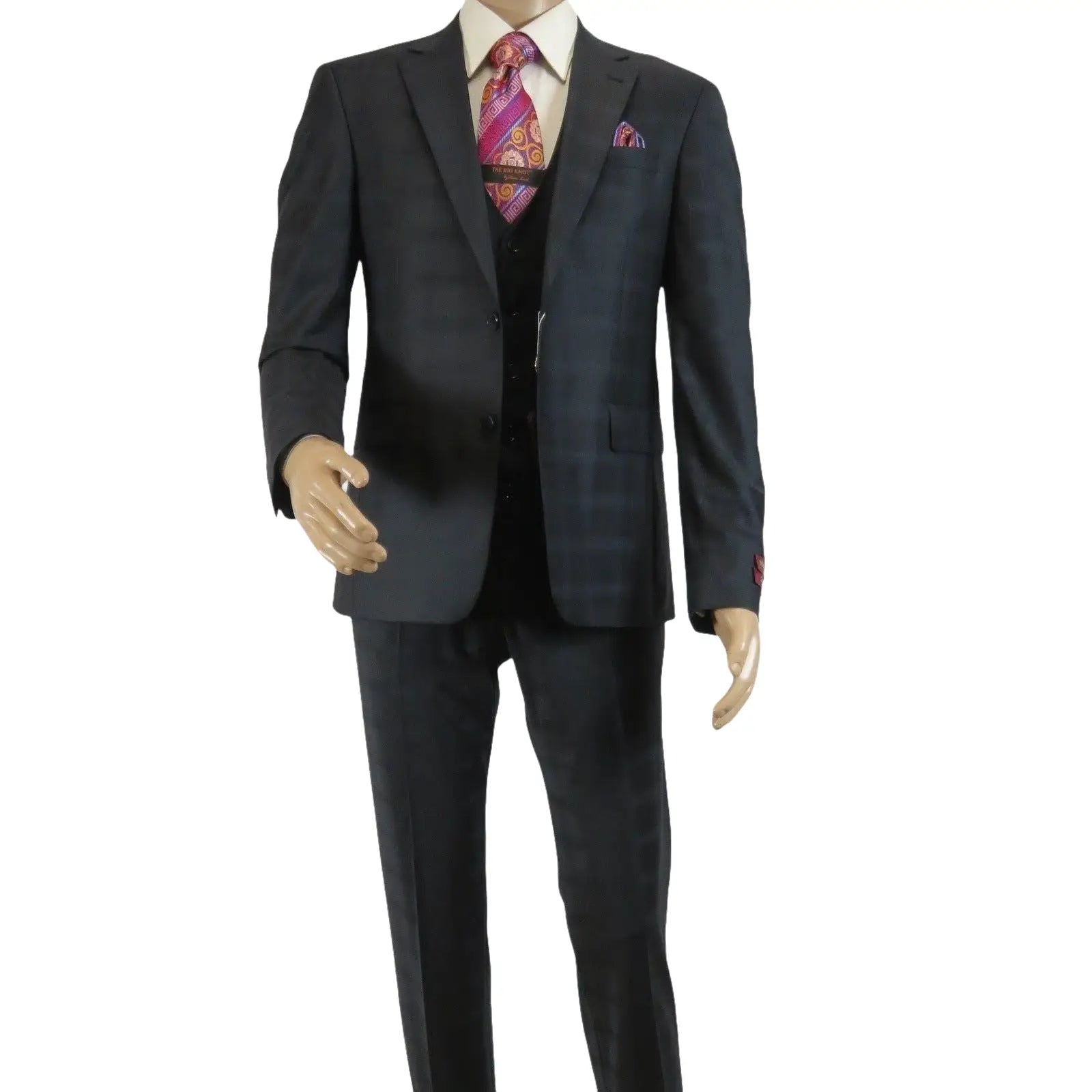 Men Suit BERLUSCONI Turkey 100% Italian Wool Super 180's 3pc Vested #Ber41 Black - J.Valintin Men's Wear Legend - 99845