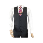 Men Suit BERLUSCONI Turkey 100% Italian Wool Super 180's 3pc Vested #Ber41 Black - J.Valintin Men's Wear Legend - 99845