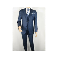 Men Suit BERLUSCONI Turkey 100% Italian Wool Super 180's 3pc Vested #Ber5 Navy - J.Valintin Men's Wear Legend - 98503