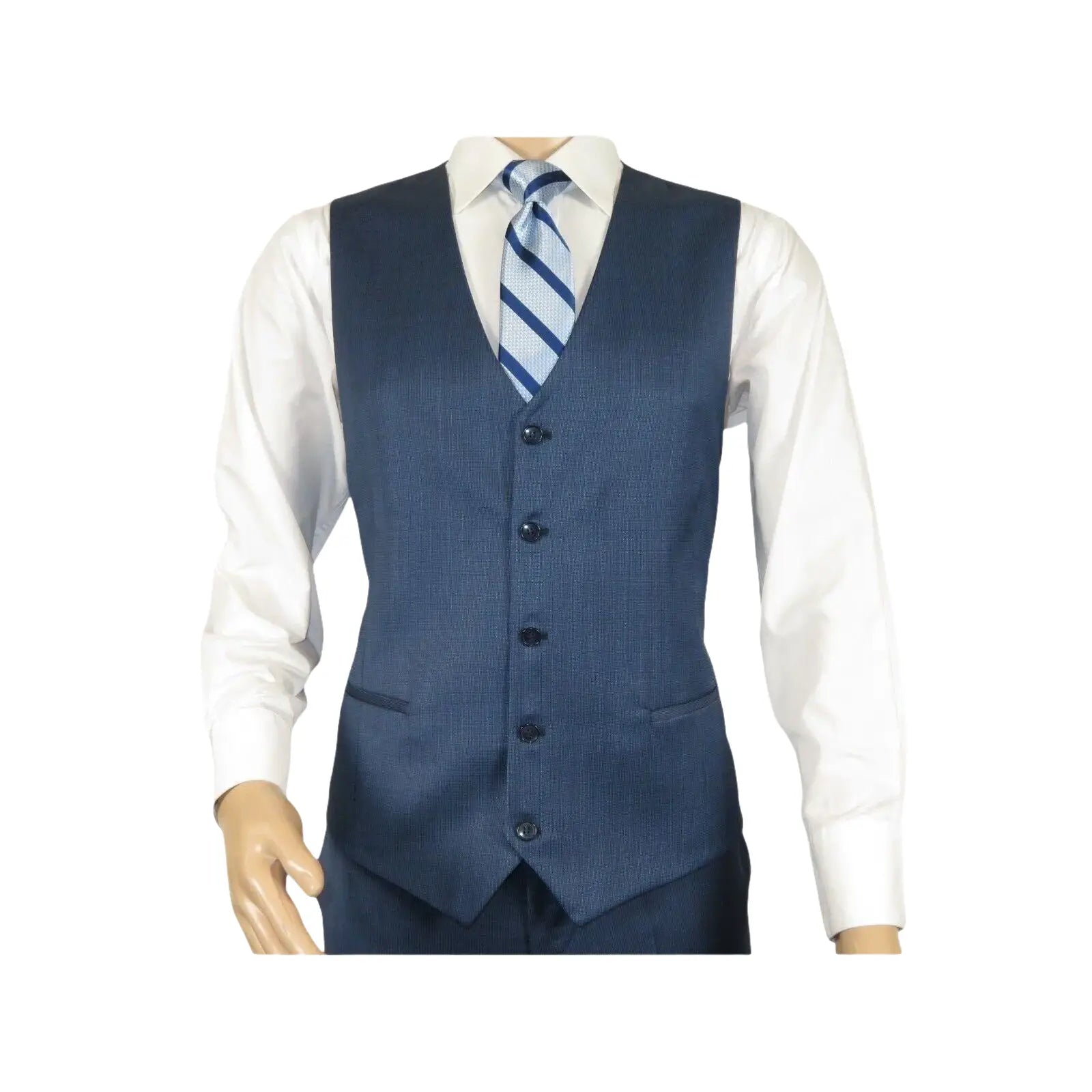 Men Suit BERLUSCONI Turkey 100% Italian Wool Super 180's 3pc Vested #Ber5 Navy - J.Valintin Men's Wear Legend - 98503