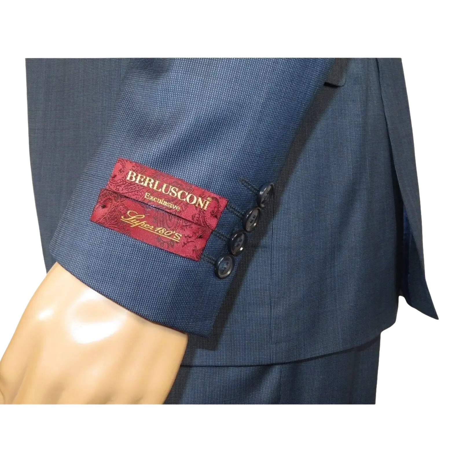 Men Suit BERLUSCONI Turkey 100% Italian Wool Super 180's 3pc Vested #Ber5 Navy - J.Valintin Men's Wear Legend - 98503