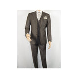 Men Suit BERLUSCONI Turkey 100% Italian Wool Super 180's 3pc Vested #Ber6 Brown - J.Valintin Men's Wear Legend - 98510