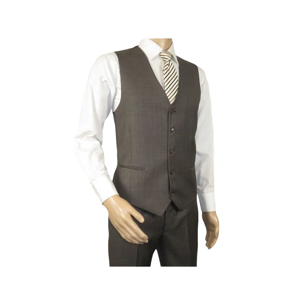 Men Suit BERLUSCONI Turkey 100% Italian Wool Super 180's 3pc Vested #Ber6 Brown - J.Valintin Men's Wear Legend - 98510