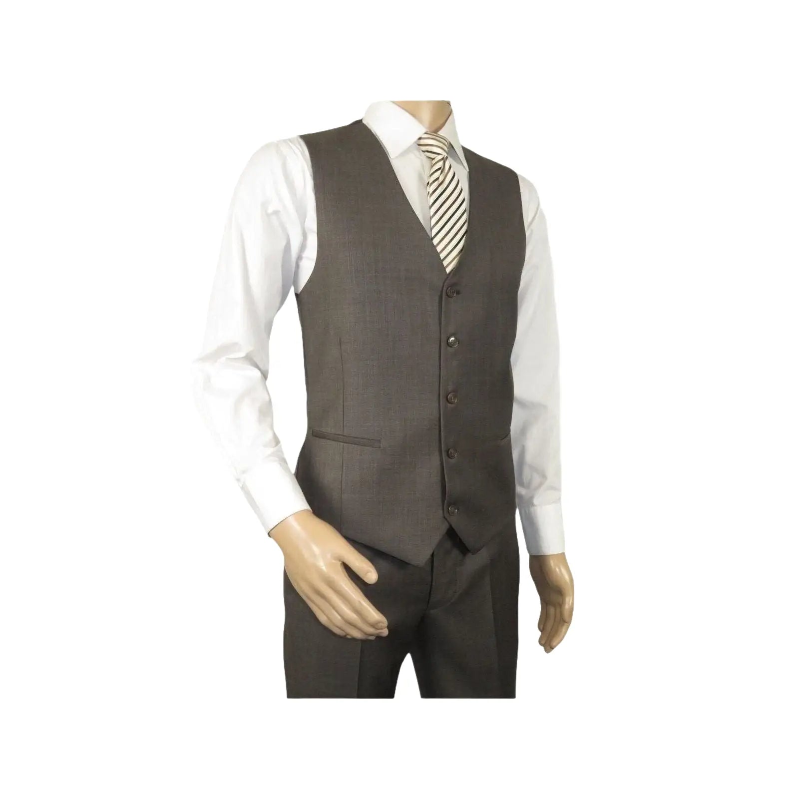 Men Suit BERLUSCONI Turkey 100% Italian Wool Super 180's 3pc Vested #Ber6 Brown - J.Valintin Men's Wear Legend - 98510