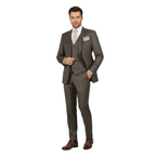 Men Suit BERLUSCONI Turkey 100% Italian Wool Super 180's 3pc Vested #Ber6 Brown