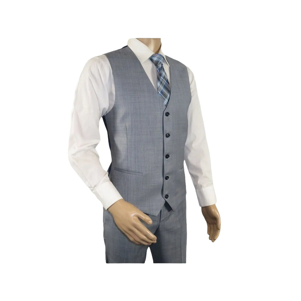 Men Suit BERLUSCONI Turkey 100% Italian Wool Super 180's 3pc Vested #Ber7 Sky - J.Valintin Men's Wear Legend - 98517