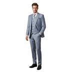Men Suit BERLUSCONI Turkey 100% Italian Wool Super 180's 3pc Vested #Ber7 Sky