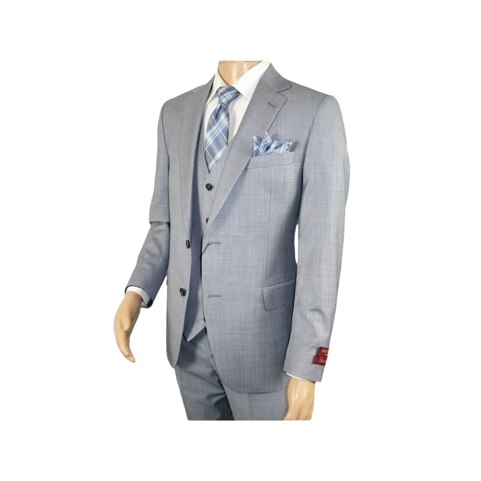 Men Suit BERLUSCONI Turkey 100% Italian Wool Super 180's 3pc Vested #Ber7 Sky - J.Valintin Men's Wear Legend - 98517