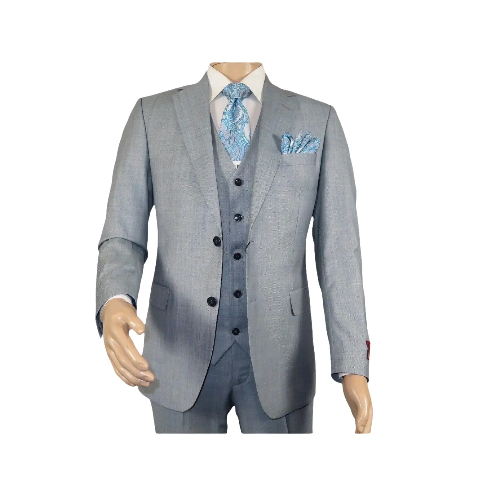 Men Suit BERLUSCONI Turkey 100% Italian Wool Super 180's 3pc Vested #Ber8 Gray - J.Valintin Men's Wear Legend - 98524