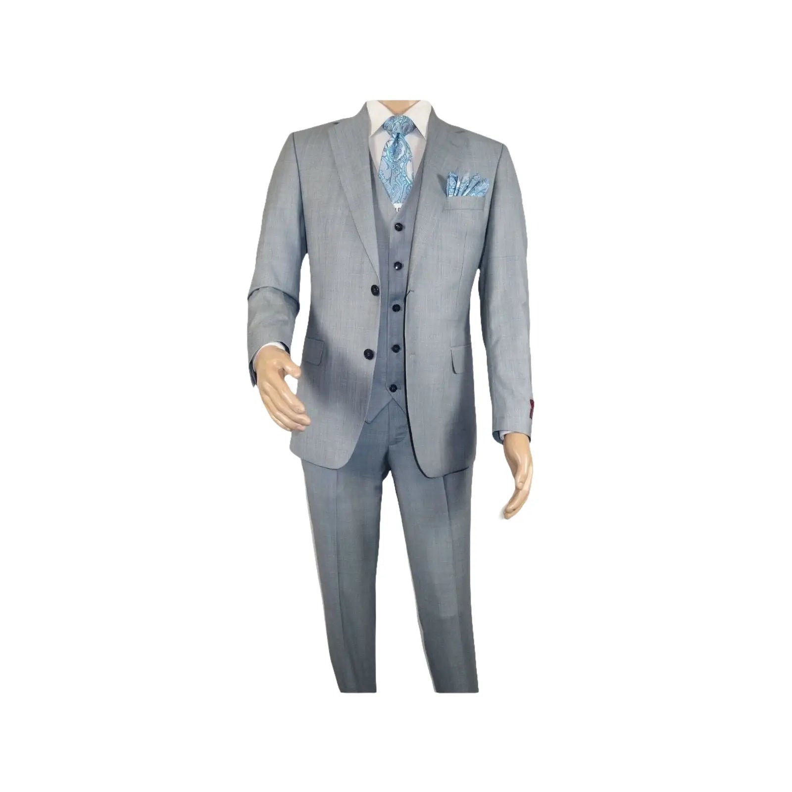 Men Suit BERLUSCONI Turkey 100% Italian Wool Super 180's 3pc Vested #Ber8 Gray - J.Valintin Men's Wear Legend - 98524