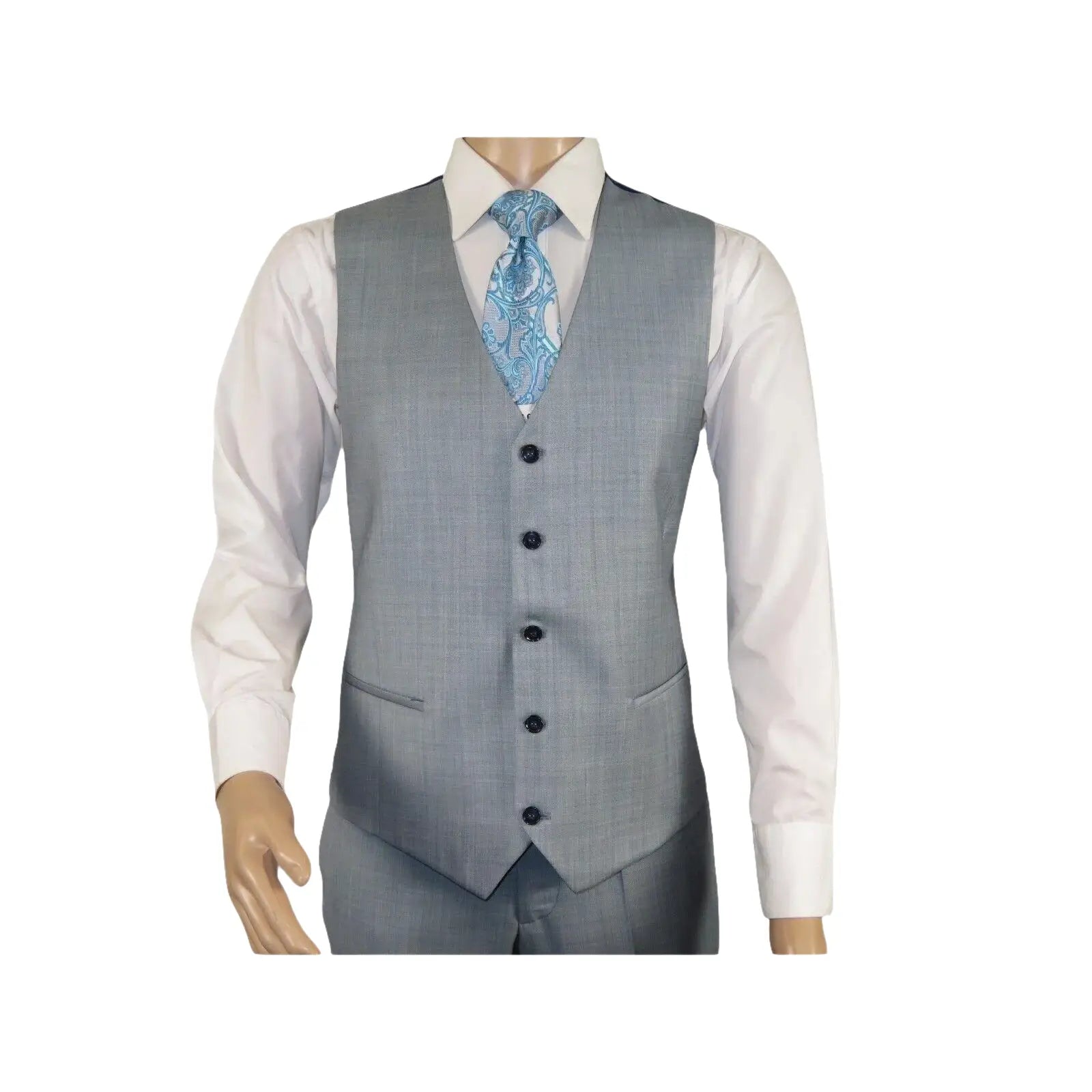 Men Suit BERLUSCONI Turkey 100% Italian Wool Super 180's 3pc Vested #Ber8 Gray - J.Valintin Men's Wear Legend - 98524
